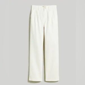 Madewell The Harlow Wide Leg Baggy Pleated Jeans High Rise Tile White 28 NWT